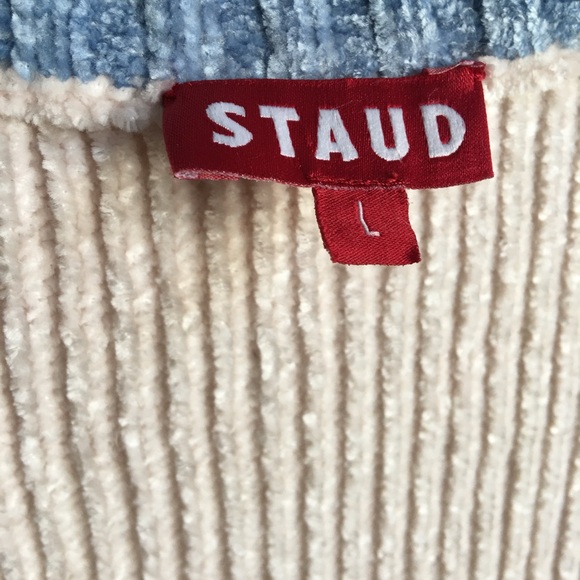 STAUD Short Sleeves Pearl Embellished Mock Neck As Seen On TV Sweater Size L - Picture 9 of 11